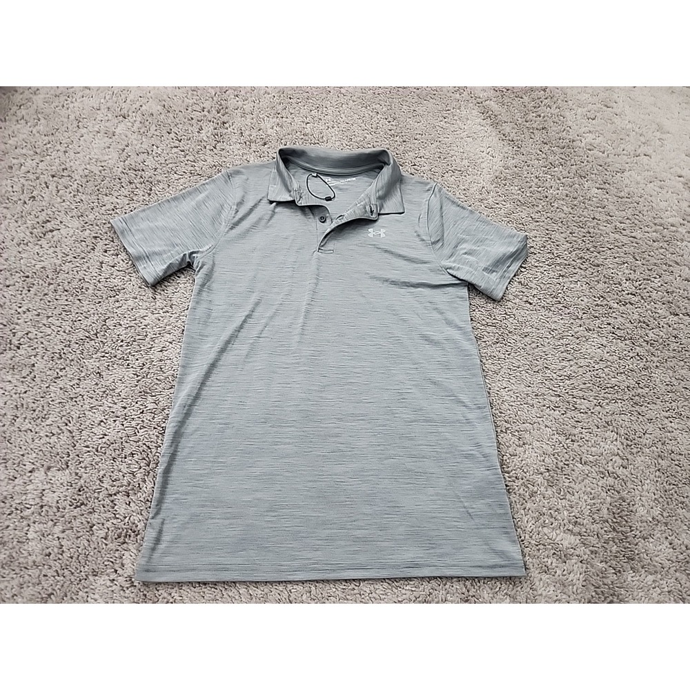 Under Armour Polo Shirt Youth Boys XL Gray Short Sleeve Loose Athletic